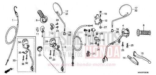 LEVIER DE GUIDON/COMMUTATEUR/CABLE XR125L4 de 2004